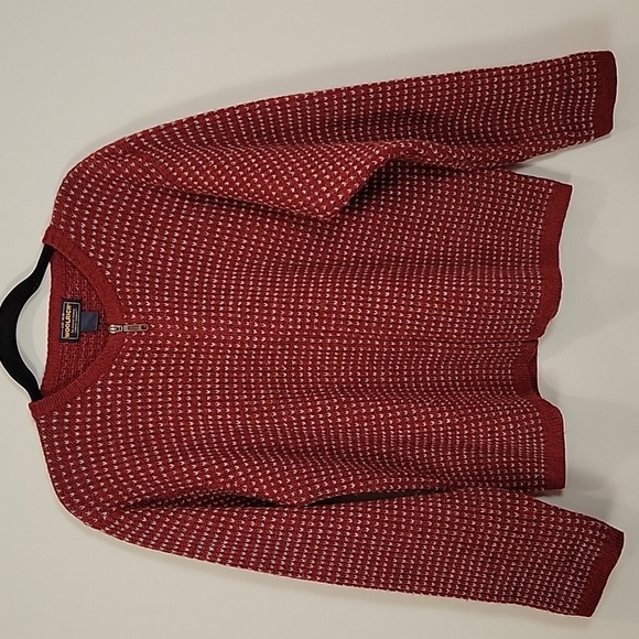 Woolrich Sweaters - Woolrich Ruby Red All Over Design Wool Zip Up Sweater Cardigan Large